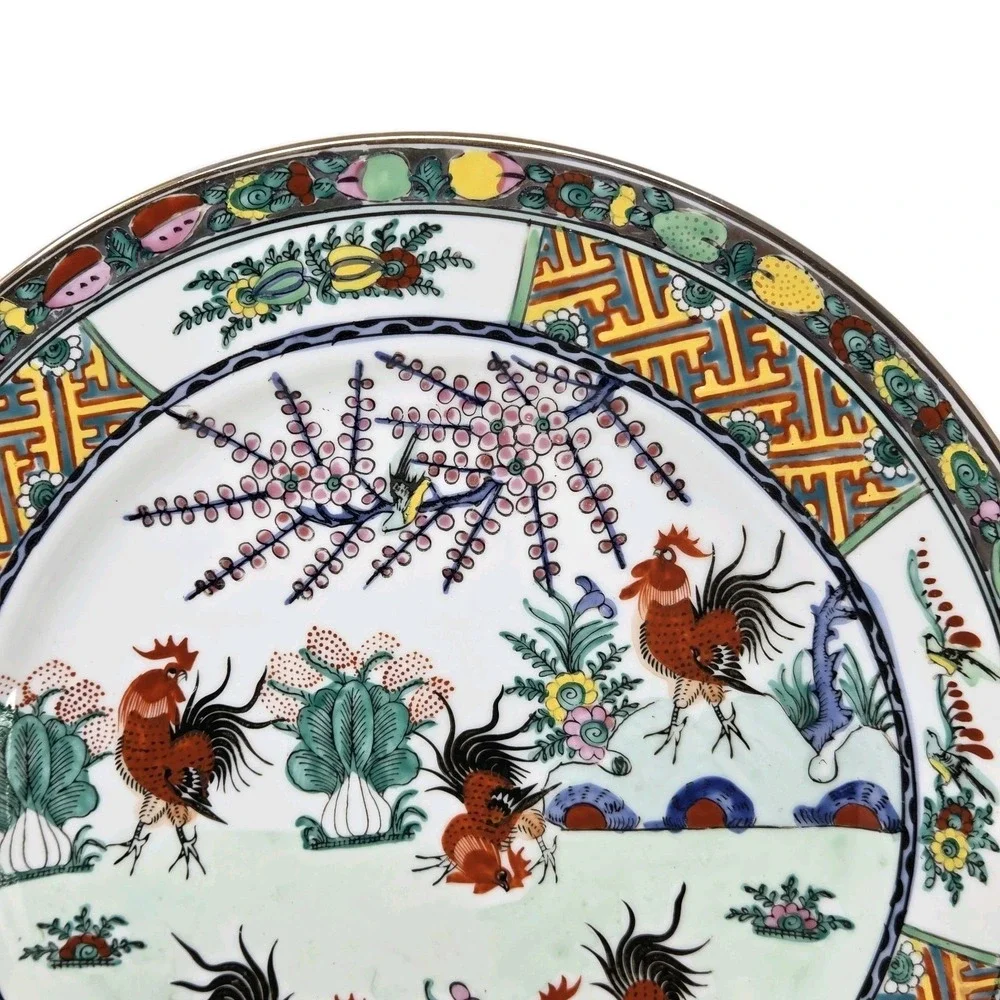 VTG RARE Yuet Tung YT Hand-Painted‎ Hong Kong Rooster 12